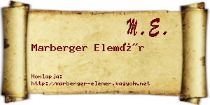 Marberger Elemér névjegykártya